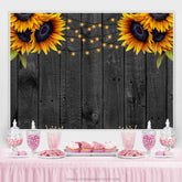 Sonnenblumen Und Schwarz Hölzern Geburtstag Party Hintergrund